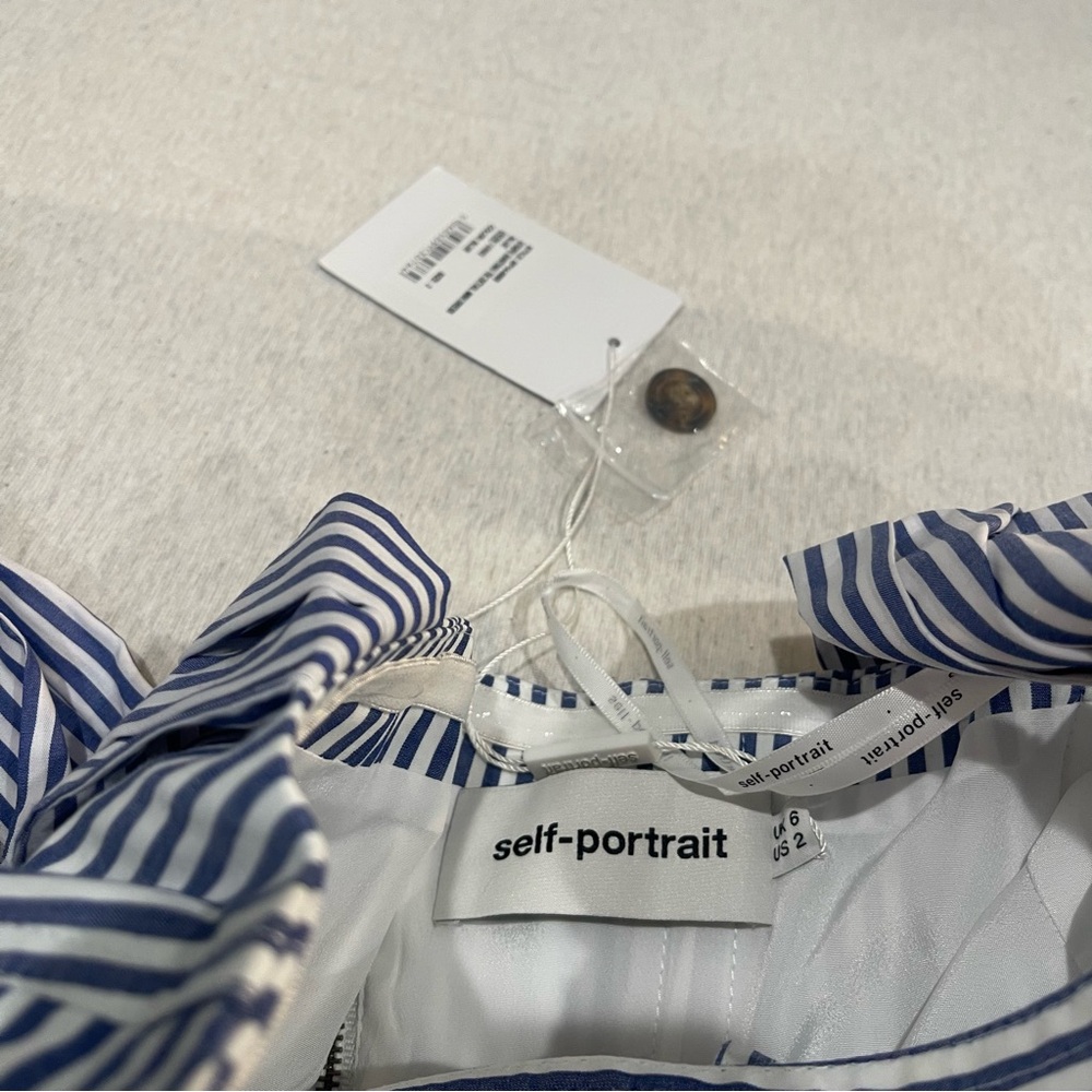 Self-Portrait Blue and White Striped Mini Dress - Picture 6 of 10